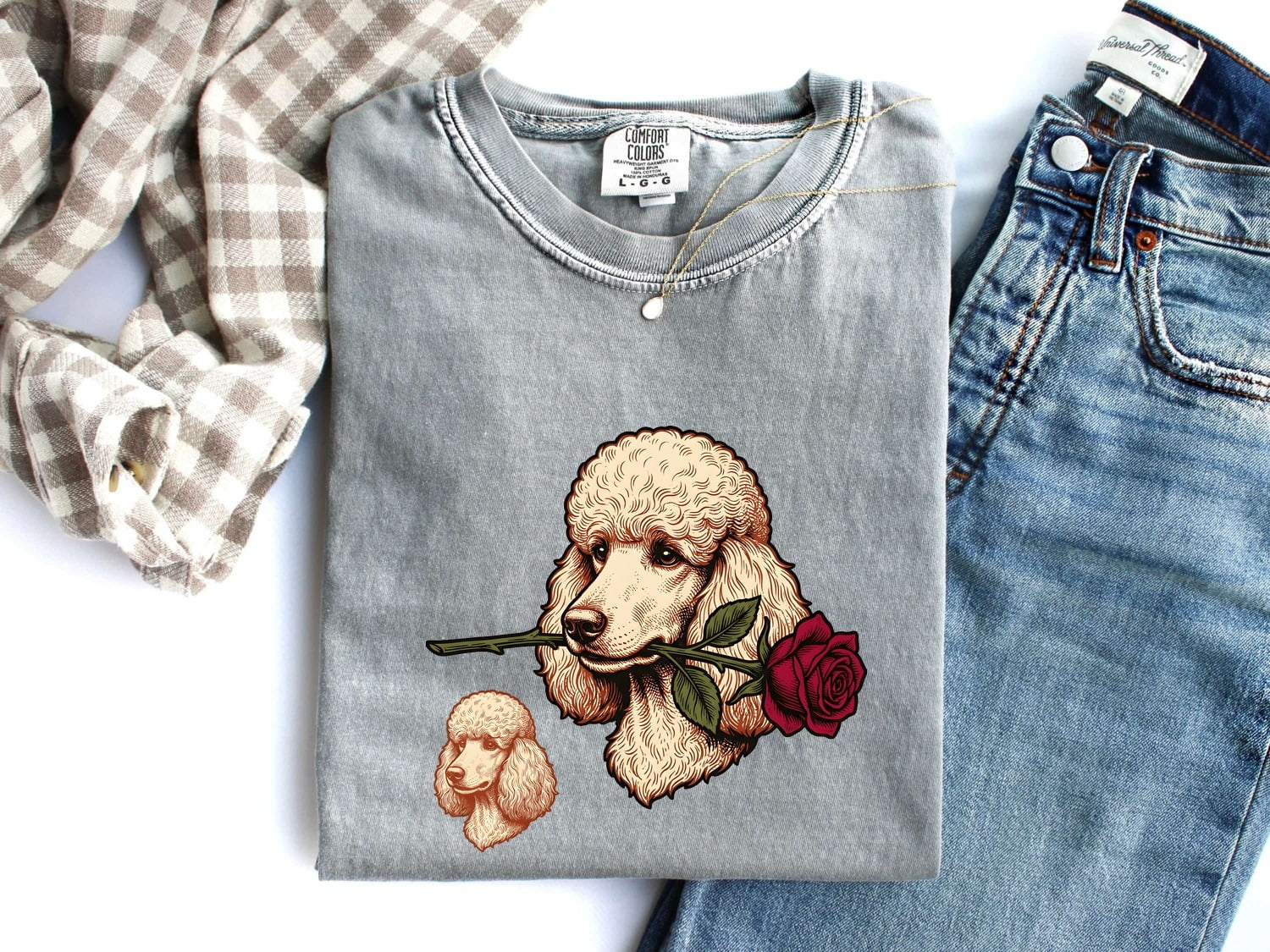 Poodle Shirt for Women – Retro Floral Doodle Bouquet Dog Graphic Tee