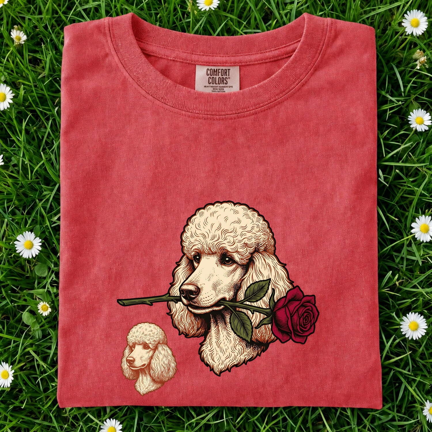 Poodle Shirt for Women – Retro Floral Doodle Bouquet Dog Graphic Tee