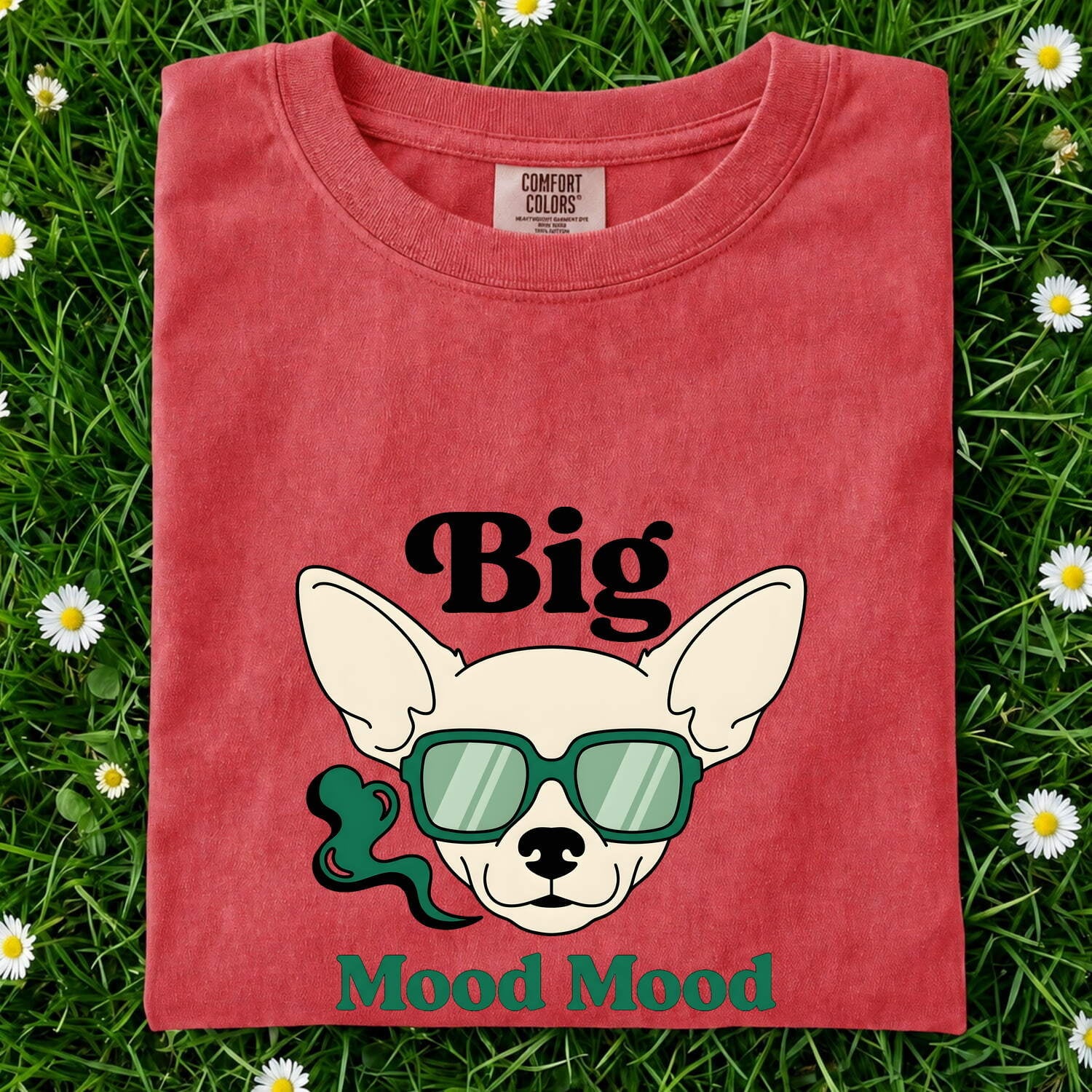 Chihuahua Shirt for Women – Funny Comic Classic Glasses Smoke Cartoon Dog Graphic Tee