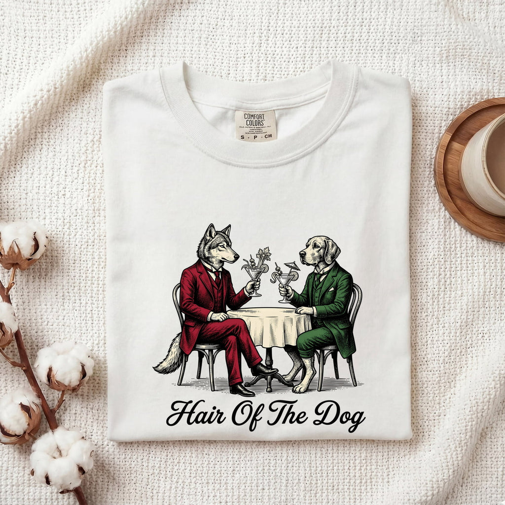 Dog Cocktail Shirt for Women – Vintage Funny Hand Drawn Retro Suit Beverage Graphic Tee
