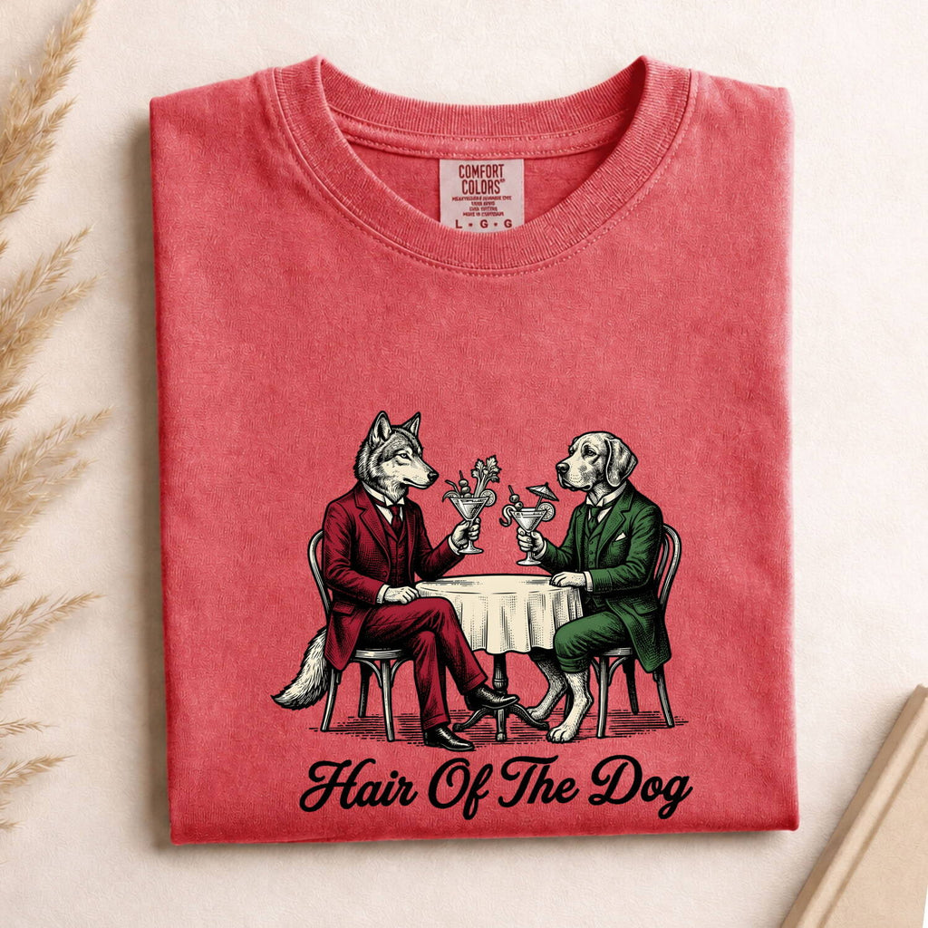 Dog Cocktail Shirt for Women – Vintage Funny Hand Drawn Retro Suit Beverage Graphic Tee