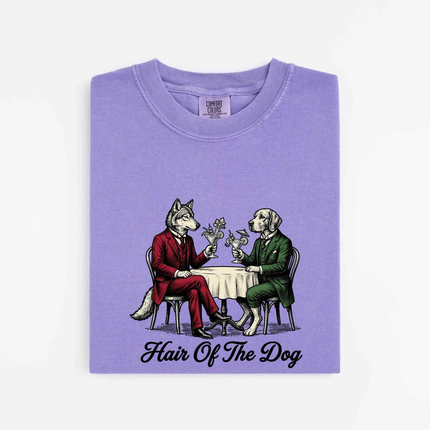 Dog Cocktail Shirt for Women – Vintage Funny Hand Drawn Retro Suit Beverage Graphic Tee