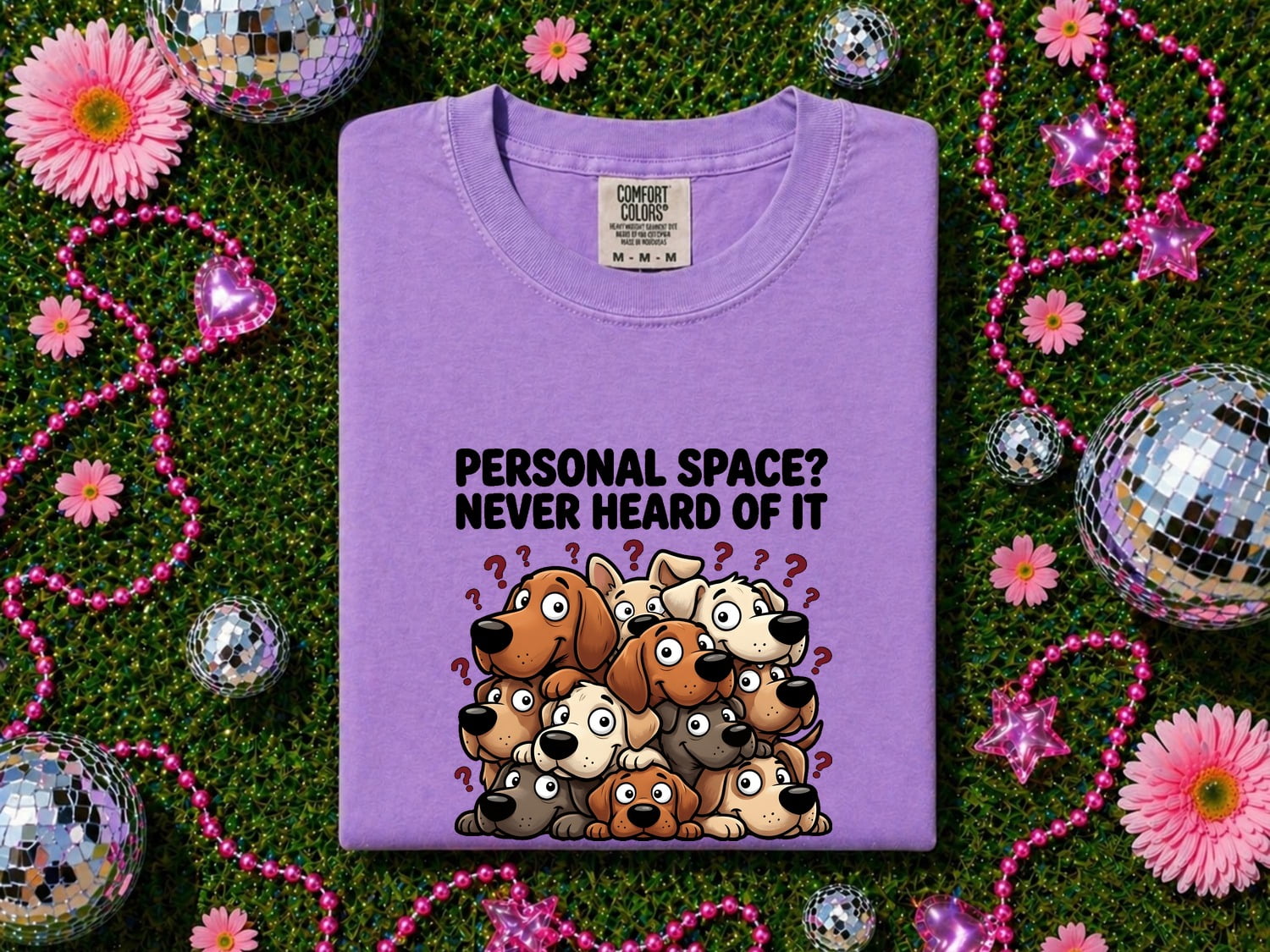 Dog Group Shirt for Women – Funny Caricature Parody Line Art Marks Cartoon Graphic Tee