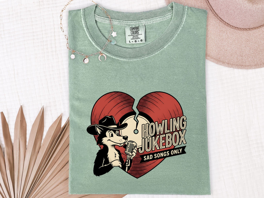 Howling Dog Shirt for Women – Funny Old School Sketch Farm Broken Heart Canine Graphic Tee