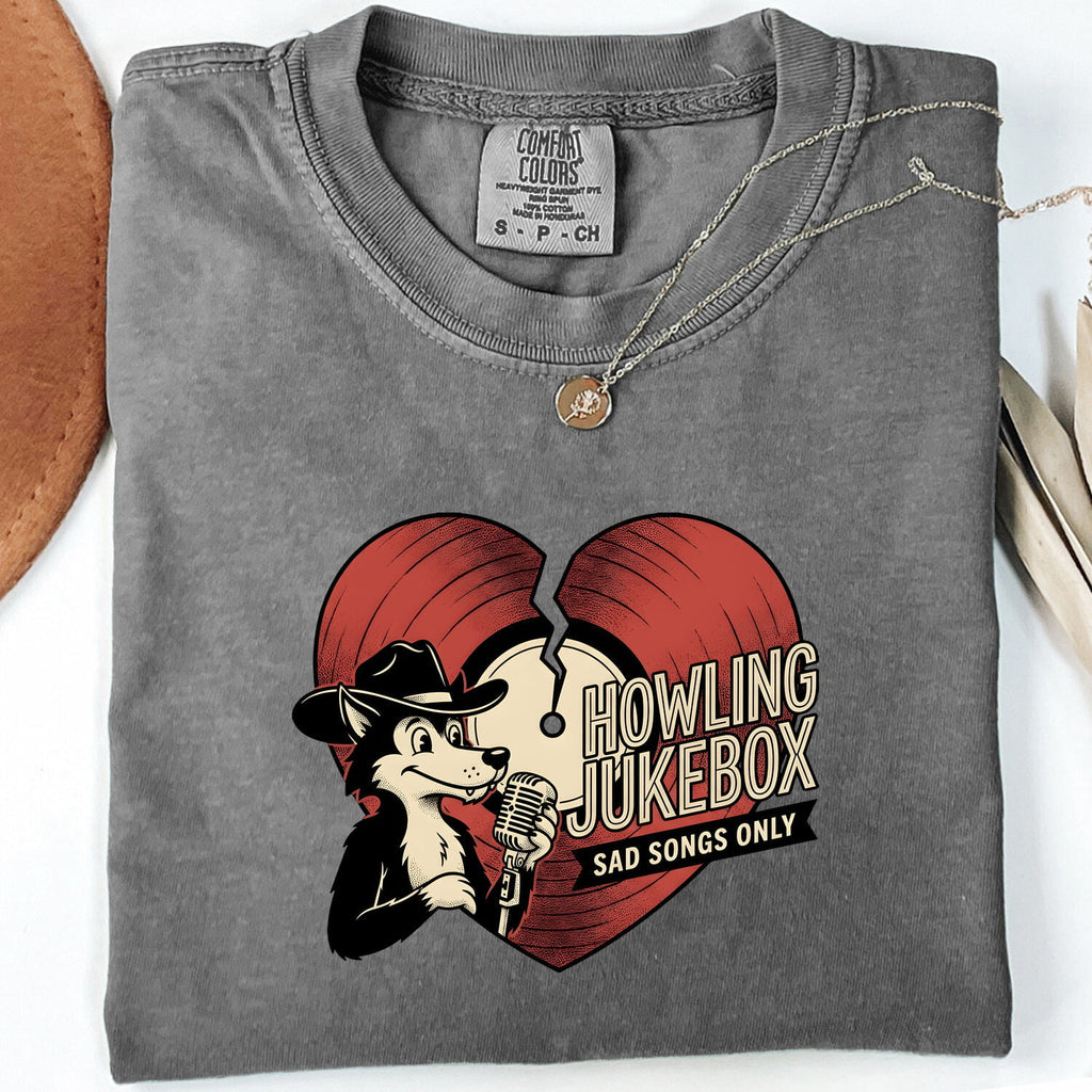 Howling Dog Shirt for Women – Funny Old School Sketch Farm Broken Heart Canine Graphic Tee