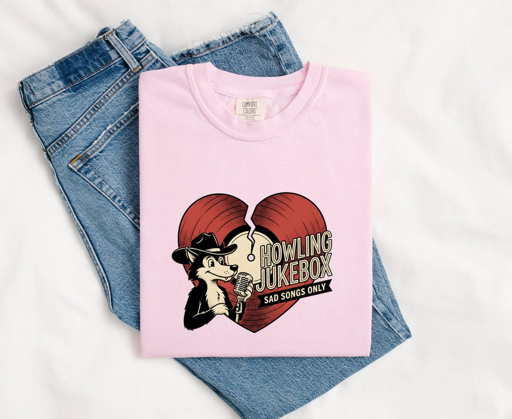 Howling Dog Shirt for Women – Funny Old School Sketch Farm Broken Heart Canine Graphic Tee