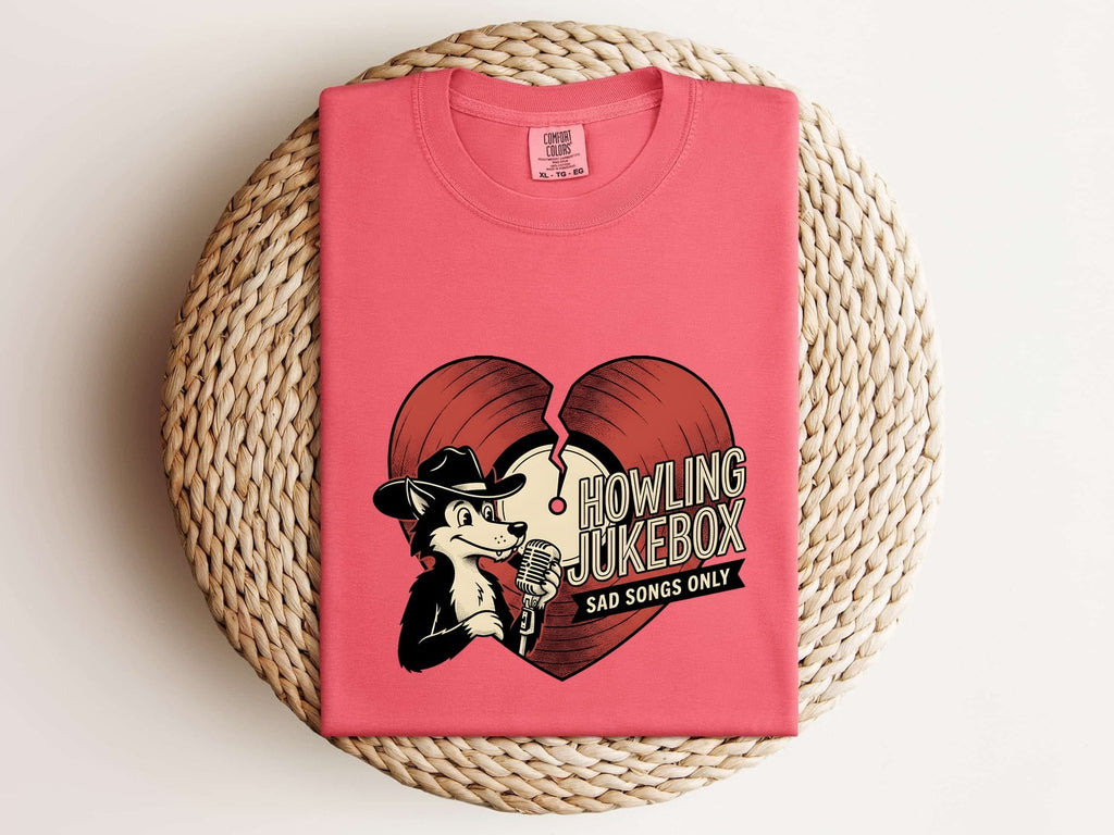 Howling Dog Shirt for Women – Funny Old School Sketch Farm Broken Heart Canine Graphic Tee