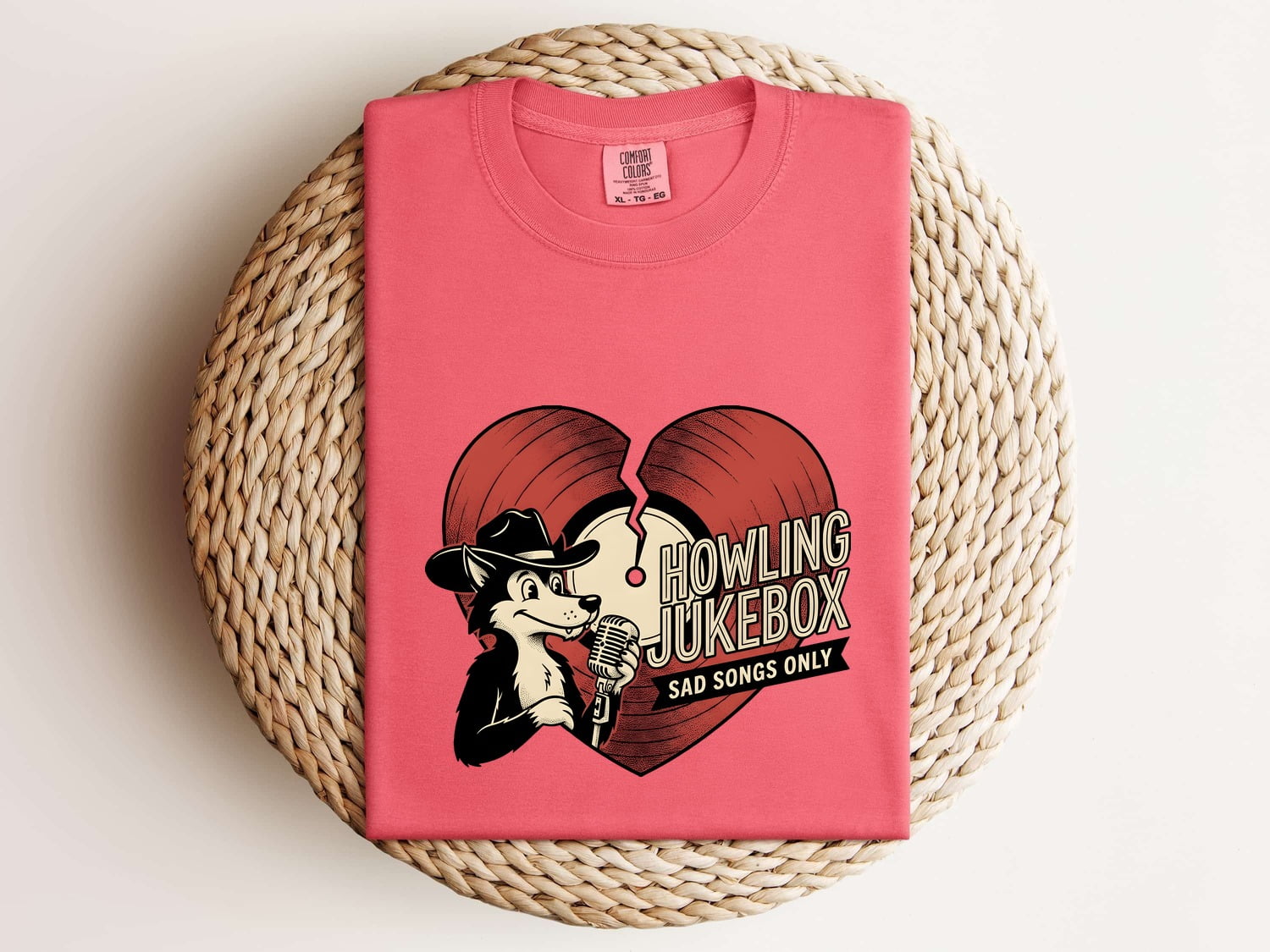 Howling Dog Shirt for Women – Funny Old School Sketch Farm Broken Heart Canine Graphic Tee