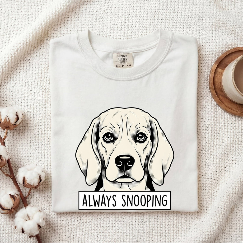 Beagle Shirt for Women – Retro Sketch Wildlife Text Banner Hound Puppy Graphic Tee