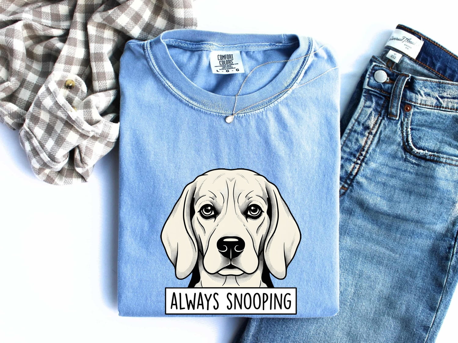 Beagle Shirt for Women – Retro Sketch Wildlife Text Banner Hound Puppy Graphic Tee