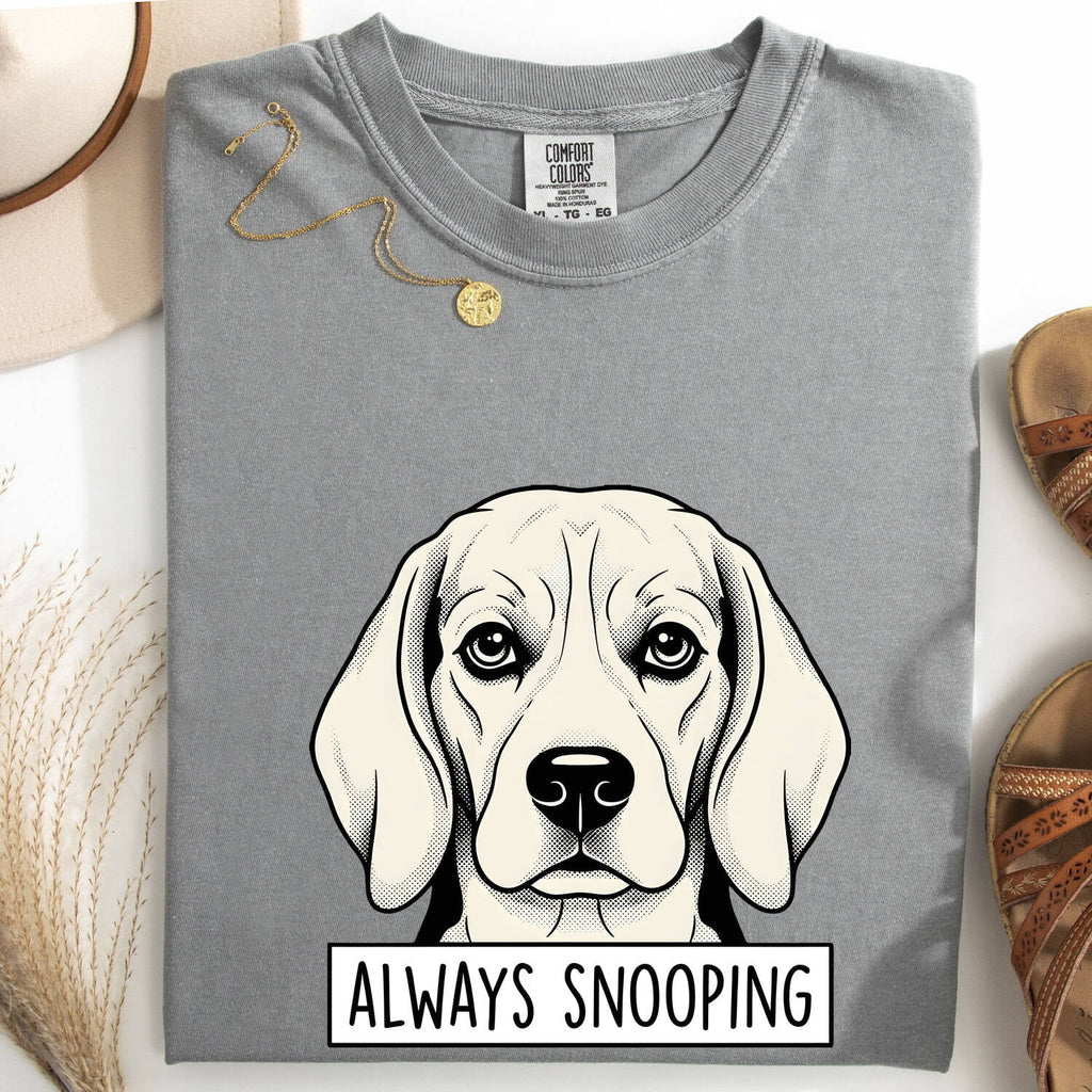 Beagle Shirt for Women – Retro Sketch Wildlife Text Banner Hound Puppy Graphic Tee