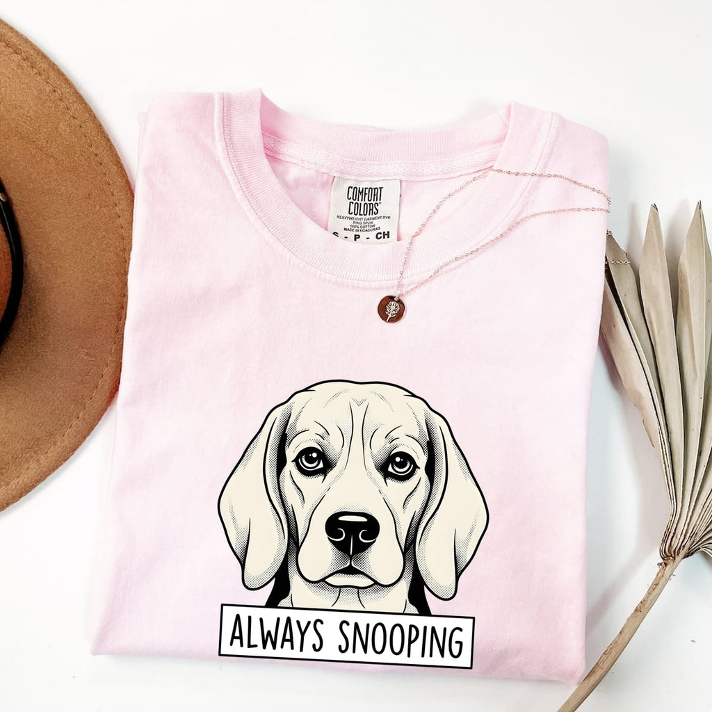 Beagle Shirt for Women – Retro Sketch Wildlife Text Banner Hound Puppy Graphic Tee
