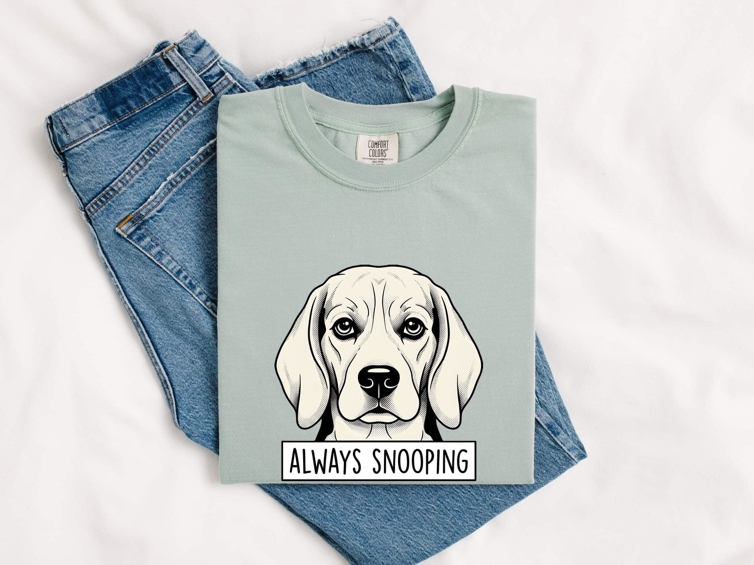 Beagle Shirt for Women – Retro Sketch Wildlife Text Banner Hound Puppy Graphic Tee