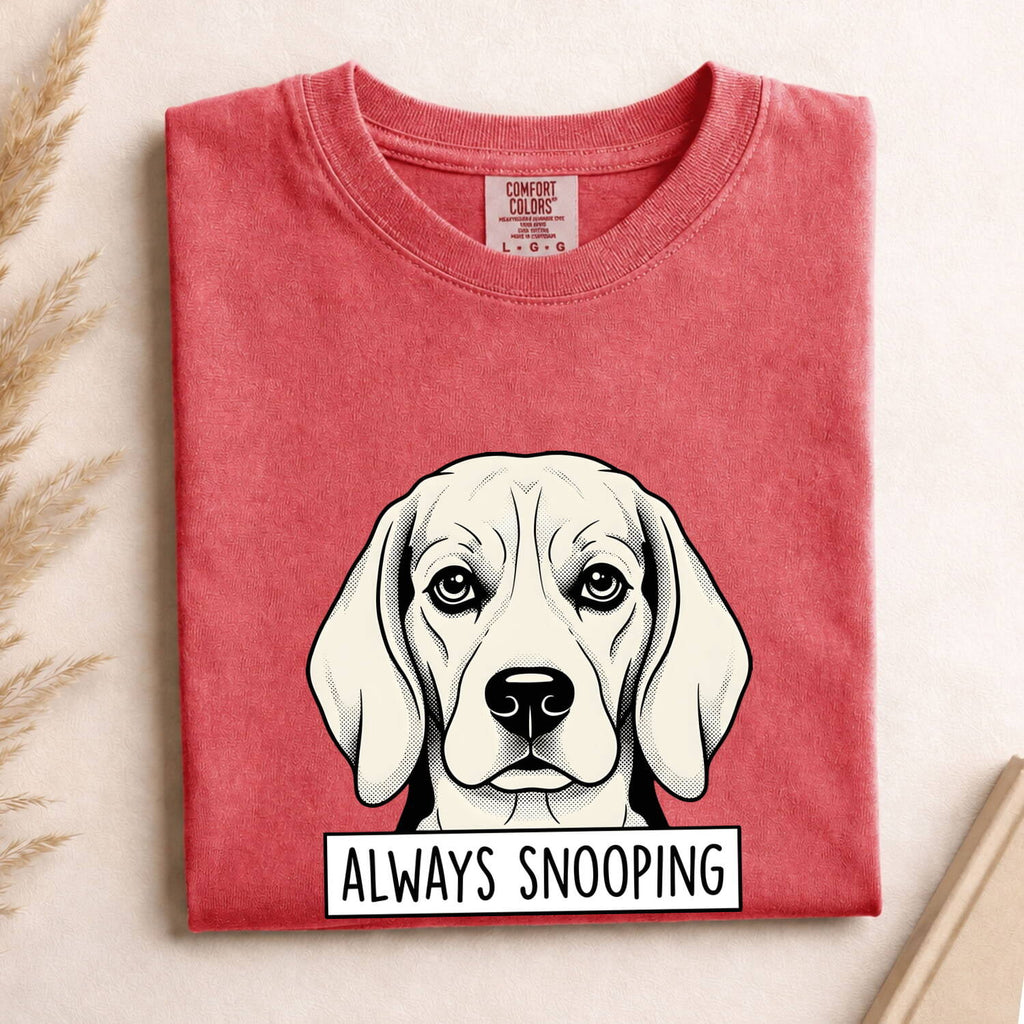 Beagle Shirt for Women – Retro Sketch Wildlife Text Banner Hound Puppy Graphic Tee