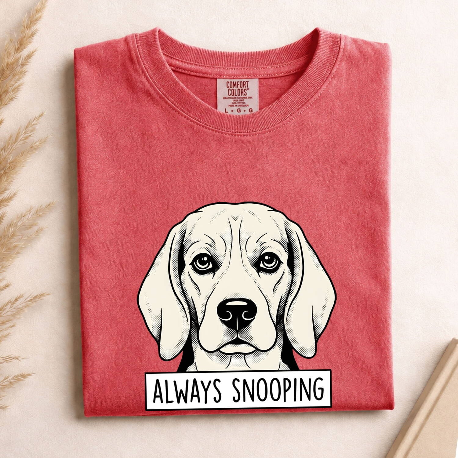 Beagle Shirt for Women – Retro Sketch Wildlife Text Banner Hound Puppy Graphic Tee