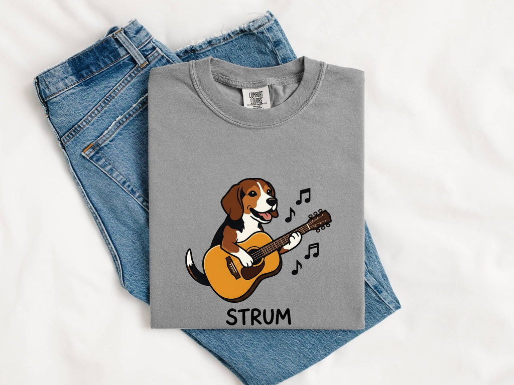 Beagle Shirt for Women – Funny Caricature Guitar Music Classic Sound Icons Dog Graphic Tee