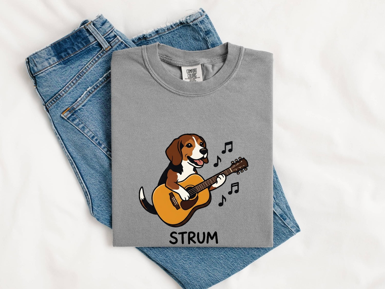 Beagle Shirt for Women – Funny Caricature Guitar Music Classic Sound Icons Dog Graphic Tee