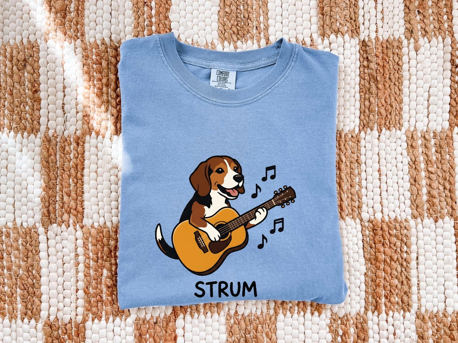 Beagle Shirt for Women – Funny Caricature Guitar Music Classic Sound Icons Dog Graphic Tee