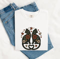 Garden Cats Shirt for Women – Ethnic Eco Classic Small Bird Feline Graphic Tee