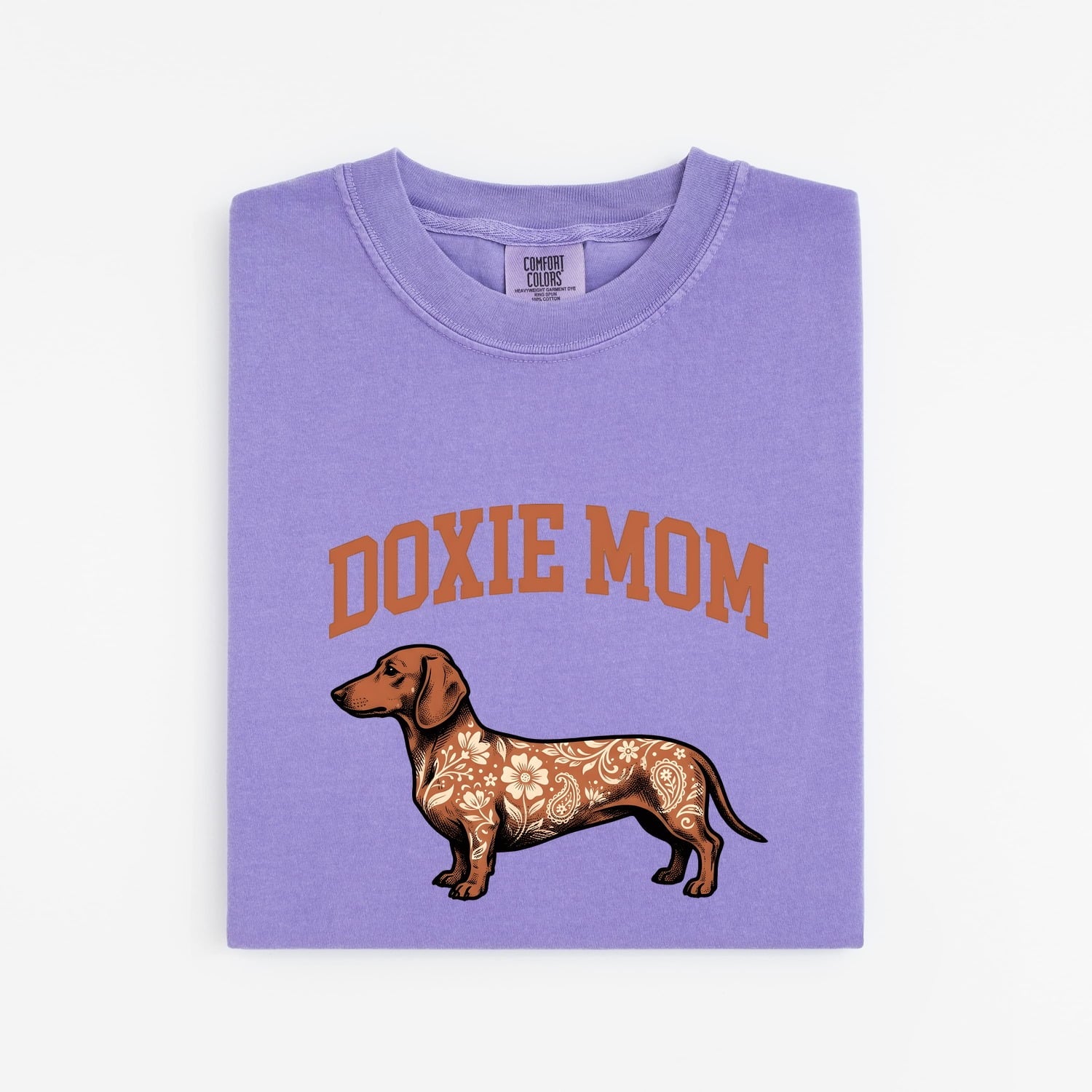 Dachshund Shirt for Women – Nostalgic Cartoon Blossom Print Wildlife Wiener Dog Graphic Tee