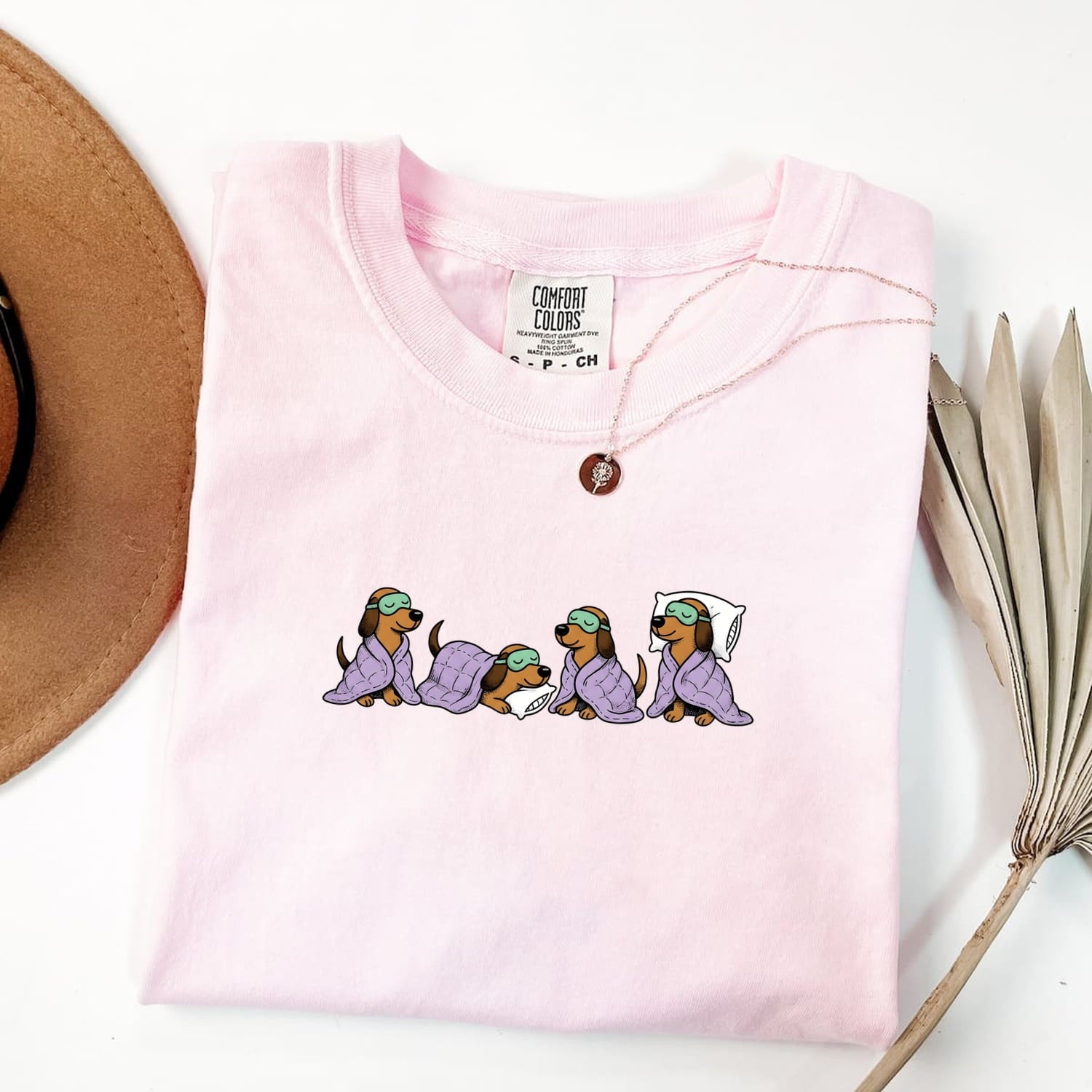 Sleeping Dog Shirt for Women – Funny Hand Drawn Cozy Blanket Canine Graphic Tee