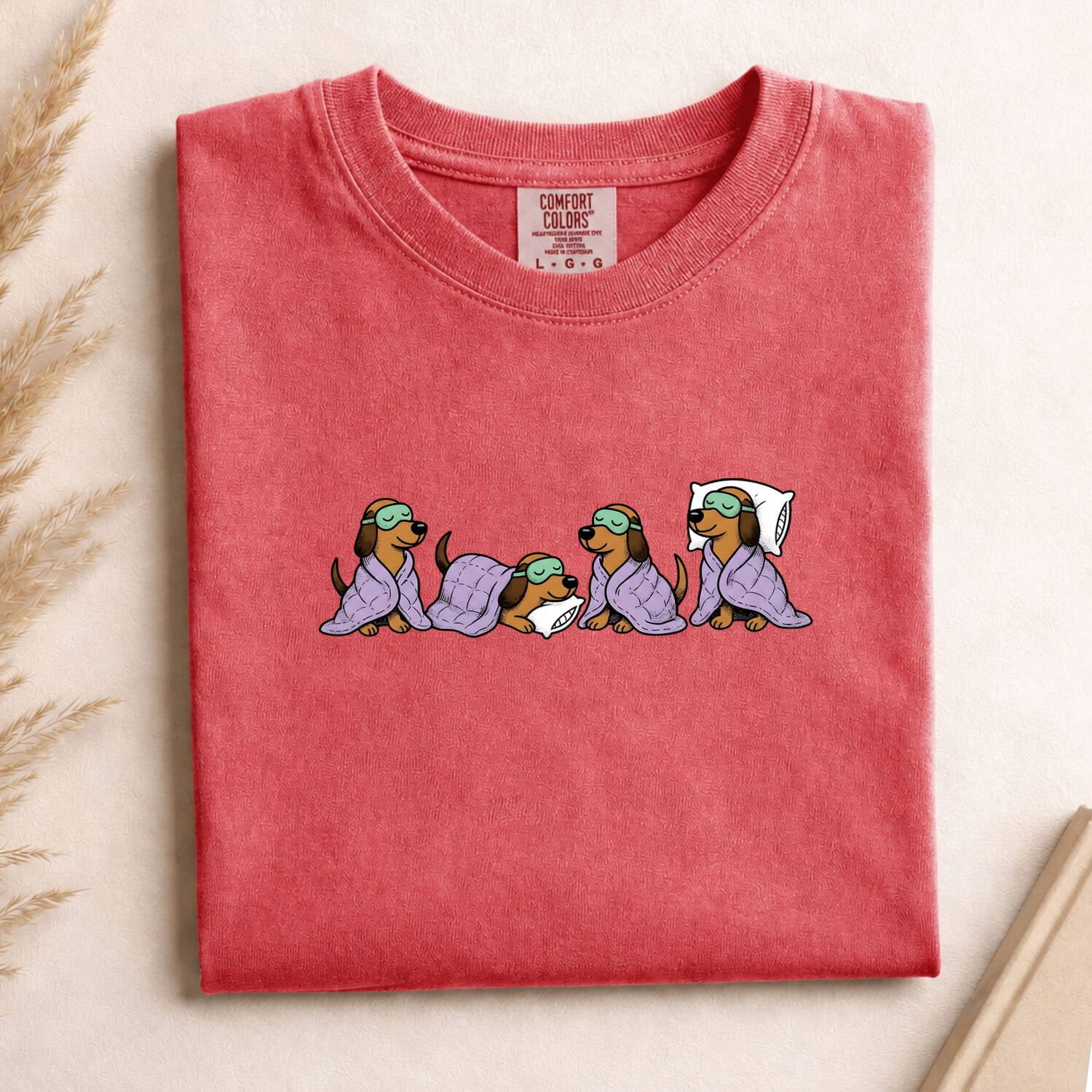 Sleeping Dog Shirt for Women – Funny Hand Drawn Cozy Blanket Canine Graphic Tee