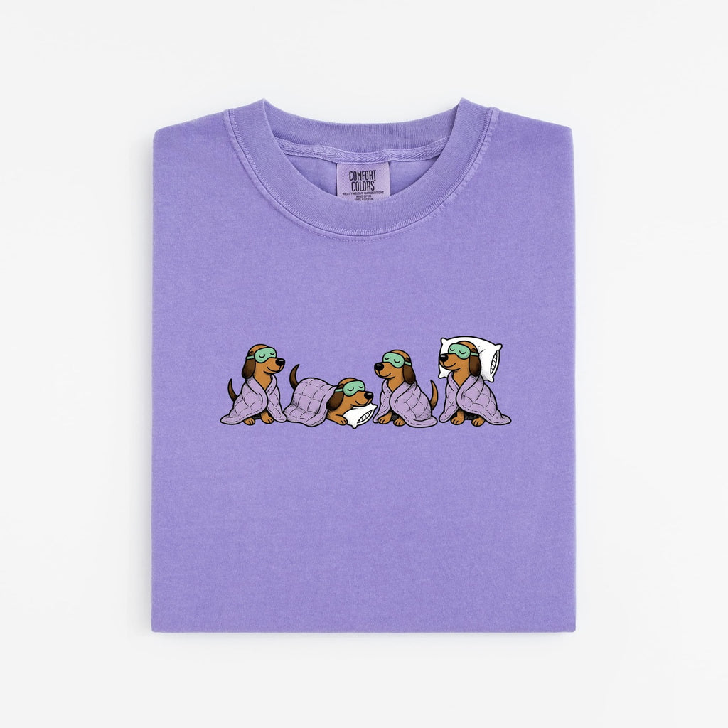 Sleeping Dog Shirt for Women – Funny Hand Drawn Cozy Blanket Canine Graphic Tee