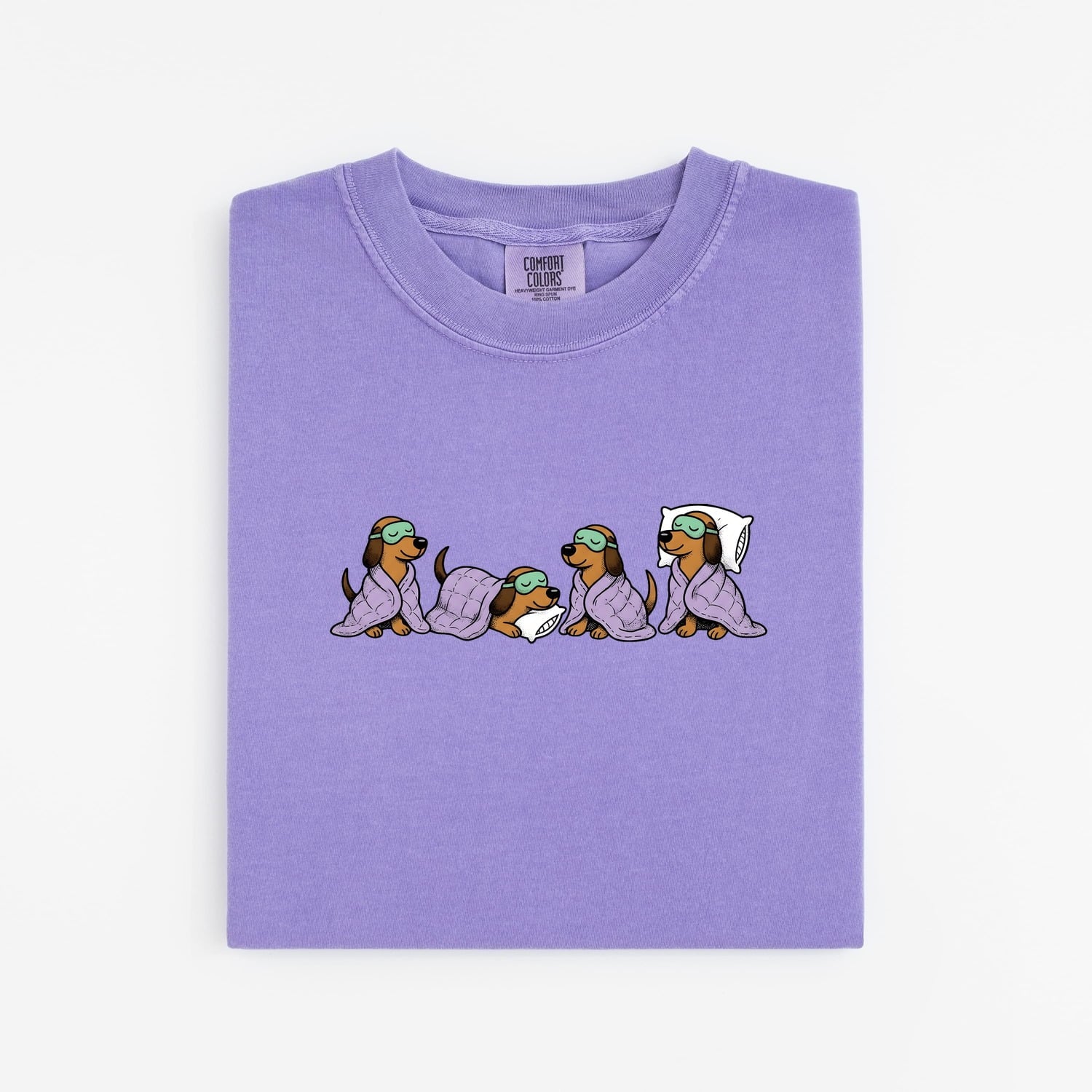 Sleeping Dog Shirt for Women – Funny Hand Drawn Cozy Blanket Canine Graphic Tee