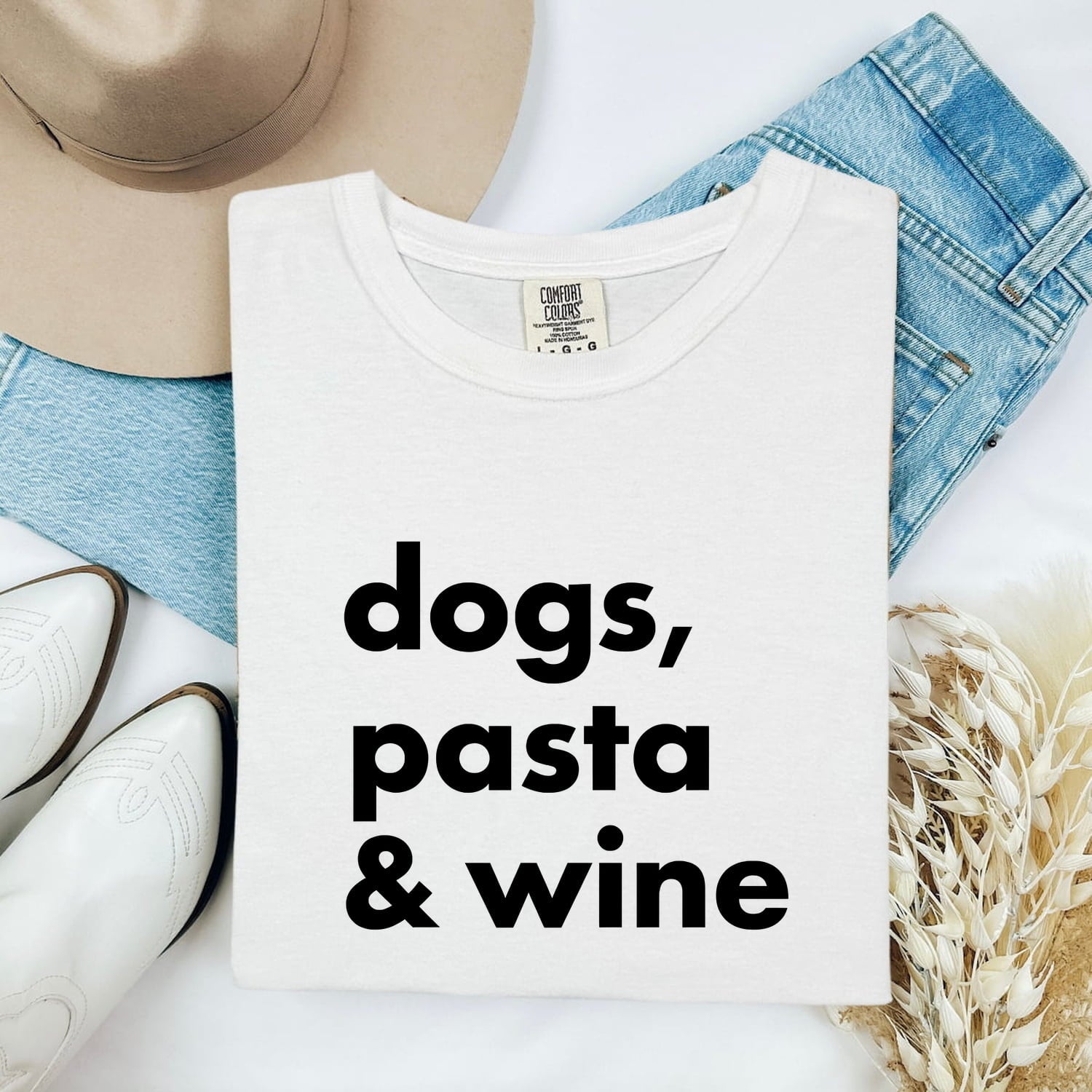 Dog Typography Shirt for Women – Fresh Lettering Food Sparse Piled Structure Graphic Tee