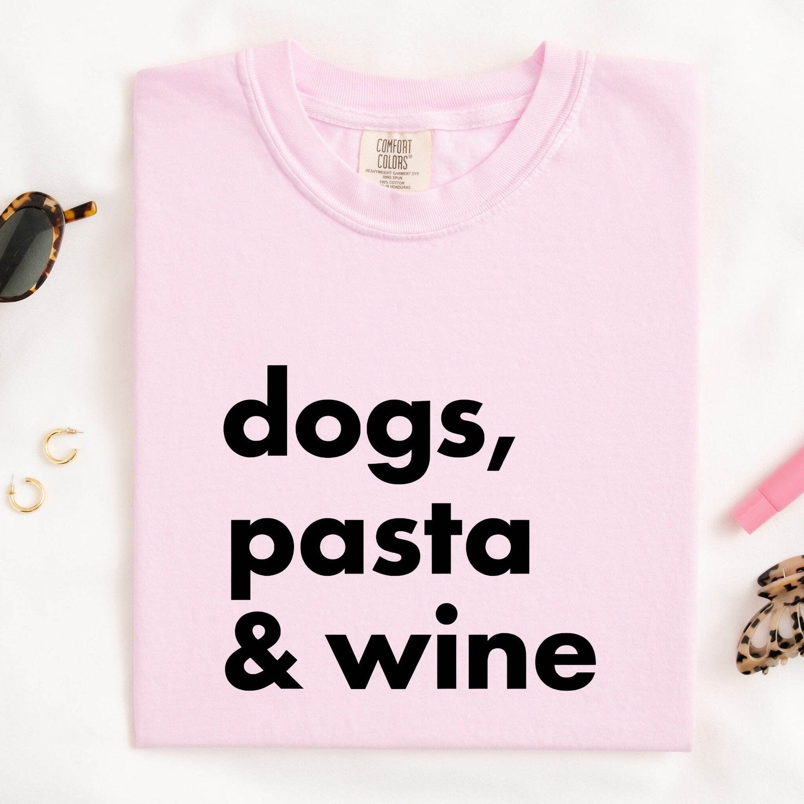 Dog Typography Shirt for Women – Fresh Lettering Food Sparse Piled Structure Graphic Tee