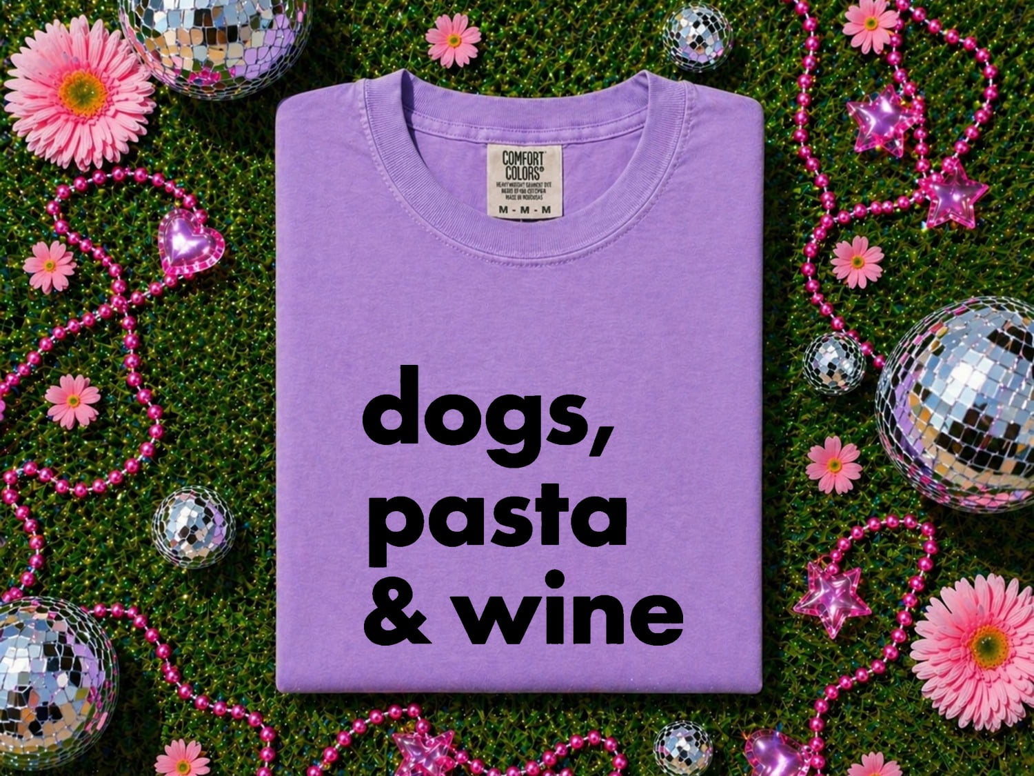 Dog Typography Shirt for Women – Fresh Lettering Food Sparse Piled Structure Graphic Tee