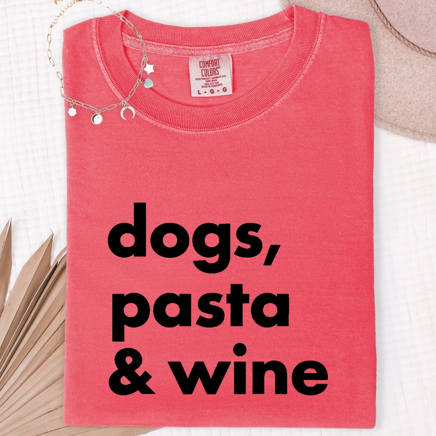 Dog Typography Shirt for Women – Fresh Lettering Food Sparse Piled Structure Graphic Tee