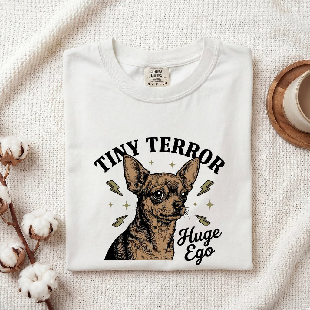 Chihuahua Shirt for Women – Retro Sketch Humor Thunder Bolts Puppy Graphic Tee
