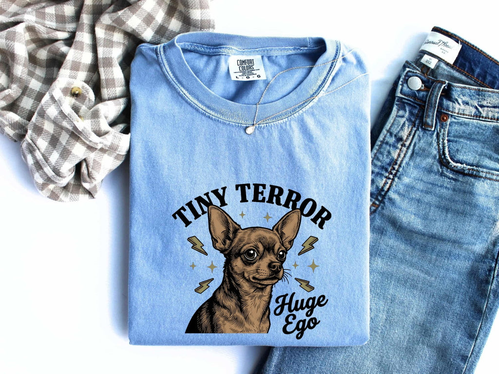 Chihuahua Shirt for Women – Retro Sketch Humor Thunder Bolts Puppy Graphic Tee