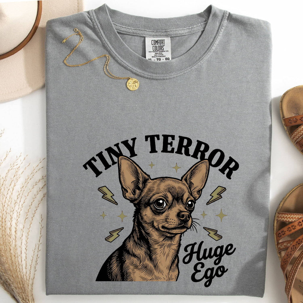 Chihuahua Shirt for Women – Retro Sketch Humor Thunder Bolts Puppy Graphic Tee