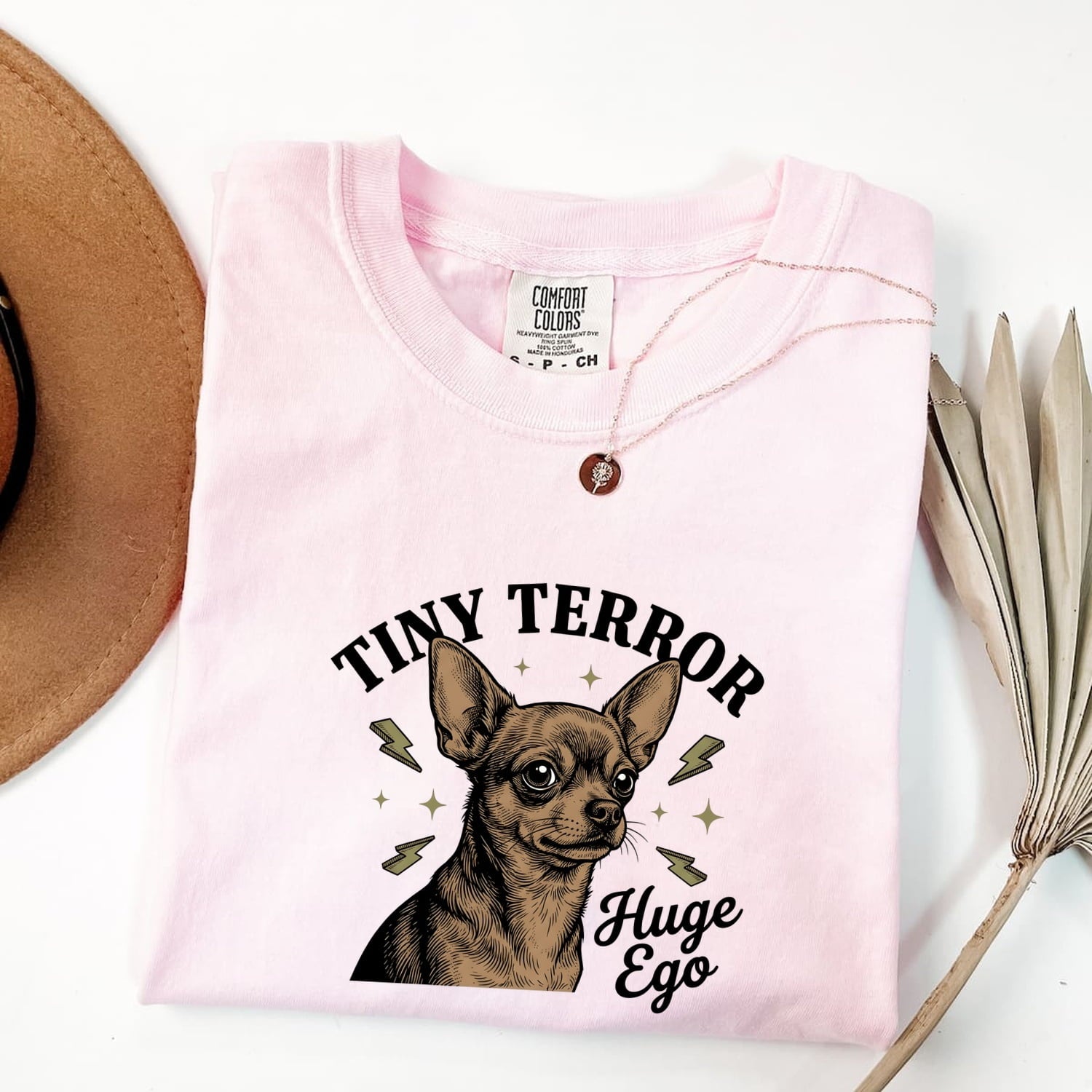 Chihuahua Shirt for Women – Retro Sketch Humor Thunder Bolts Puppy Graphic Tee