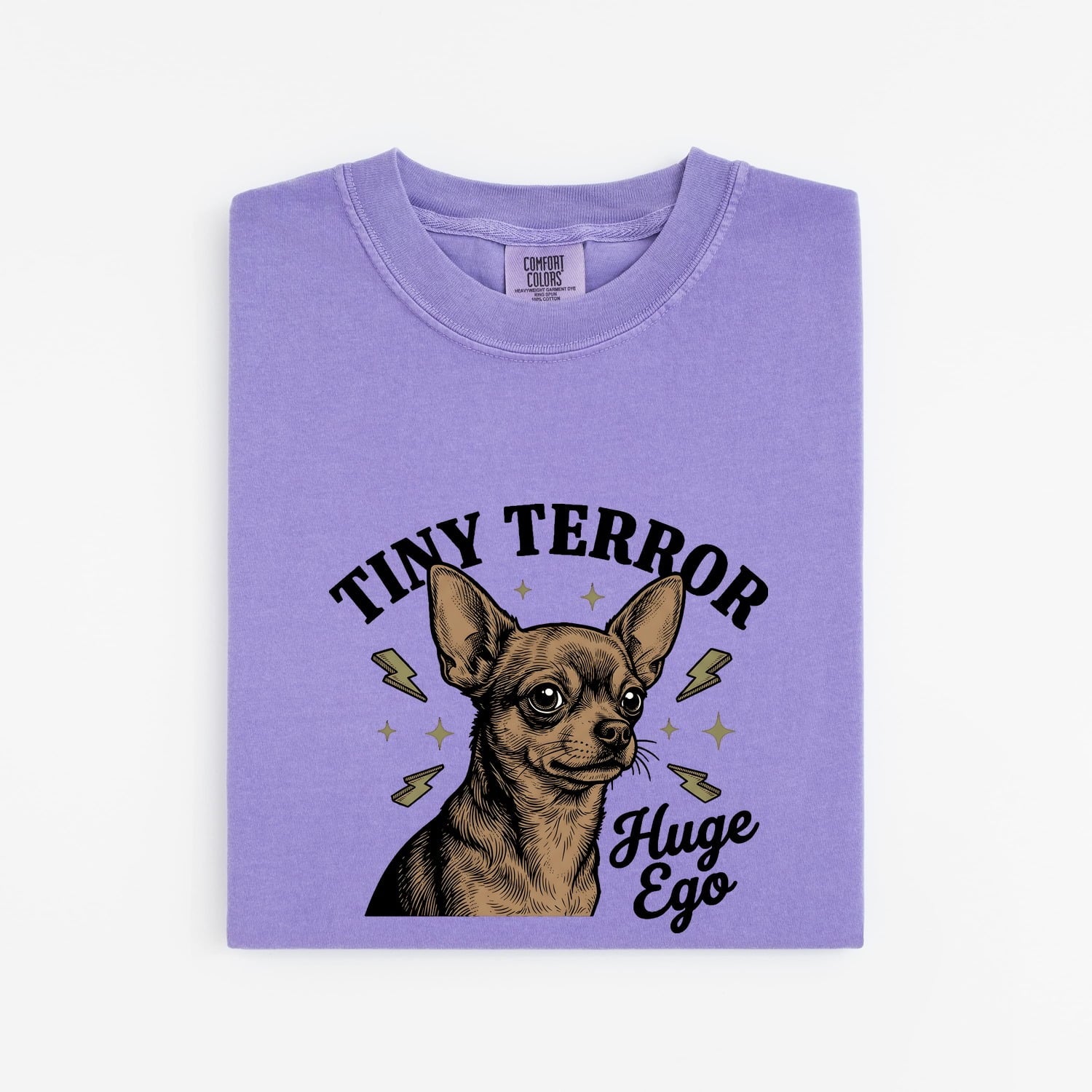 Chihuahua Shirt for Women – Retro Sketch Humor Thunder Bolts Puppy Graphic Tee