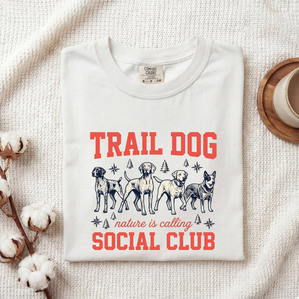 Trail Dogs Shirt for Women – Old School Vintage Explorer Line Art Woodland Graphic Tee