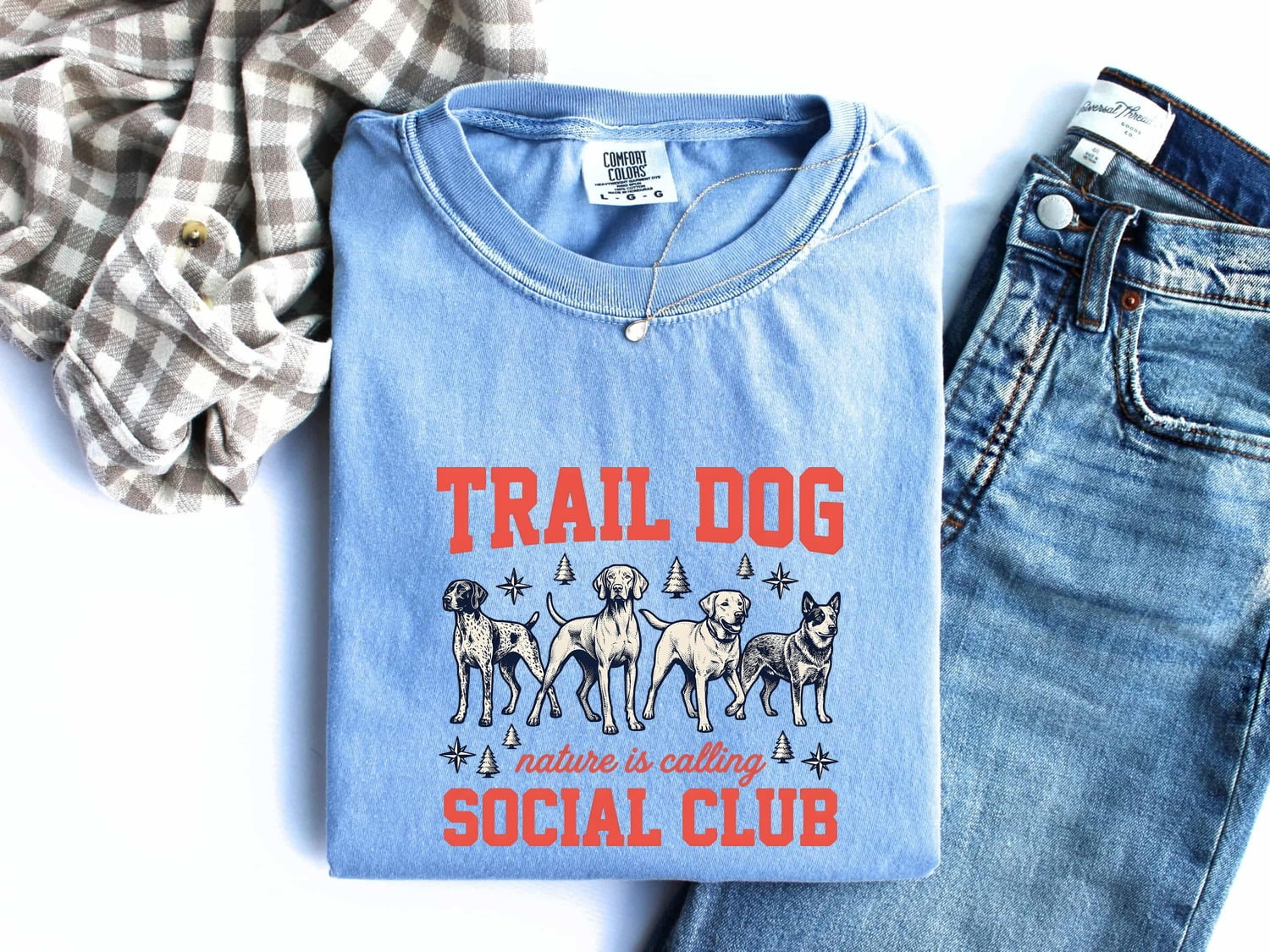 Trail Dogs Shirt for Women – Old School Vintage Explorer Line Art Woodland Graphic Tee