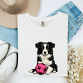 Border Collie Shirt for Women – Retro Sketch Soccer Ball Athletics Drawing Dog Graphic Tee