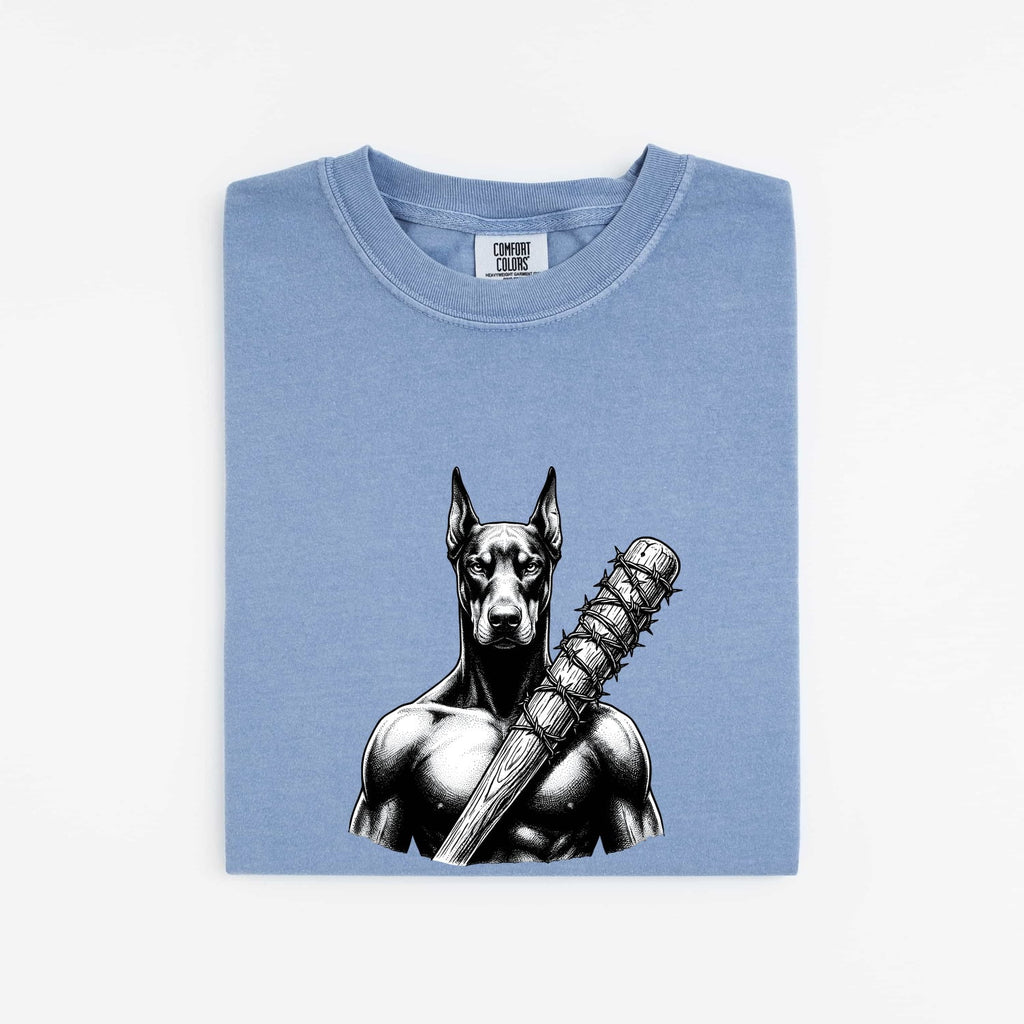 Doberman Shirt for Women – Badass Blackwork Vintage Spiked Bat Tattoo Dog Graphic Tee