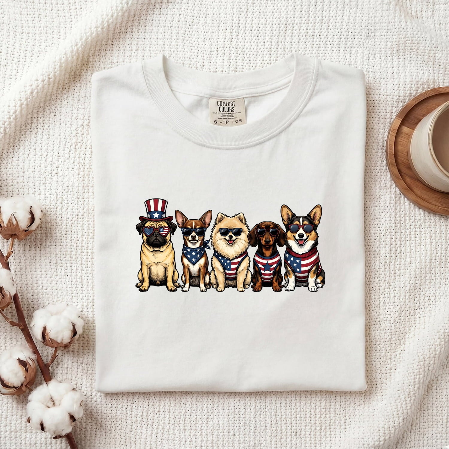 4th of July Dog Shirt for Women – Caricature Liberty Cartoon Old School Canine Graphic Tee
