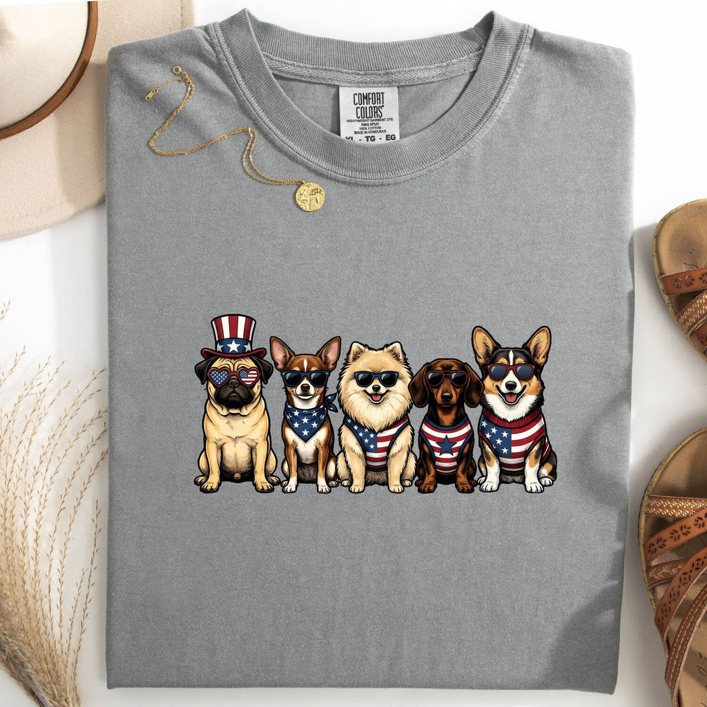 4th of July Dog Shirt for Women – Caricature Liberty Cartoon Old School Canine Graphic Tee