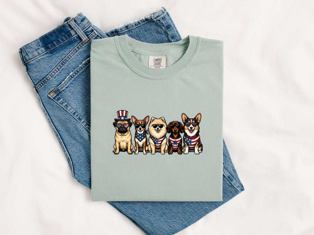 4th of July Dog Shirt for Women – Caricature Liberty Cartoon Old School Canine Graphic Tee