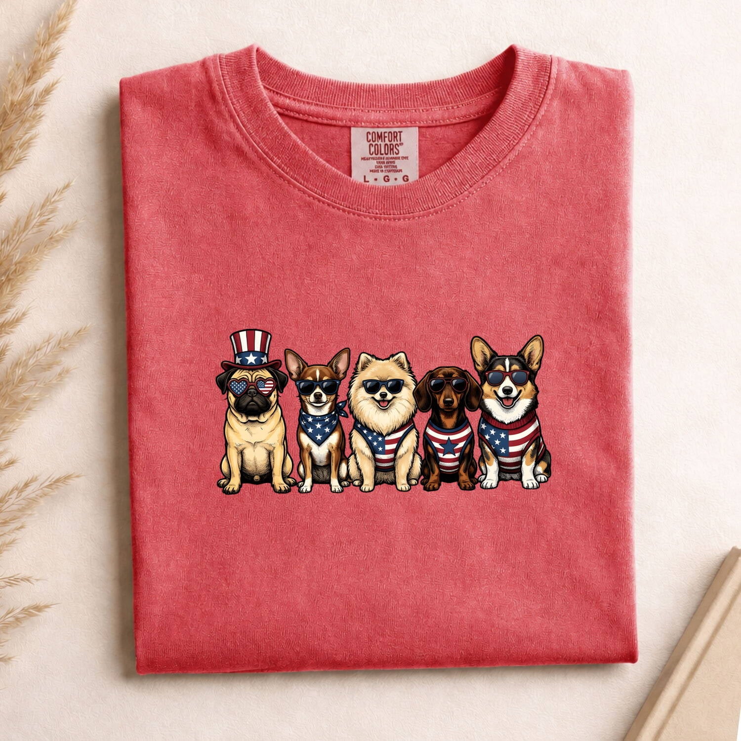 4th of July Dog Shirt for Women – Caricature Liberty Cartoon Old School Canine Graphic Tee