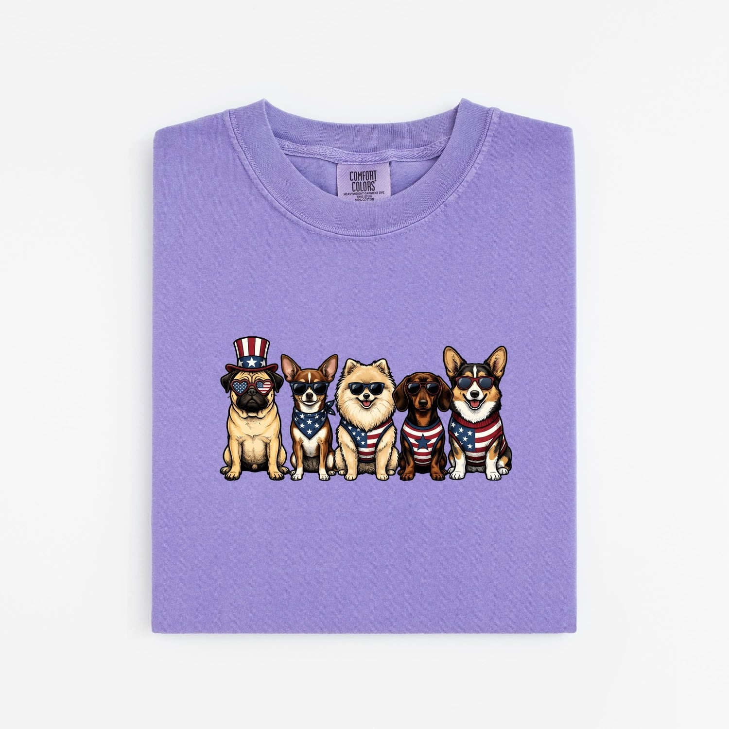 4th of July Dog Shirt for Women – Caricature Liberty Cartoon Old School Canine Graphic Tee