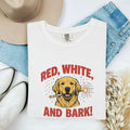 4th of July Golden Retriever Shirt for Women – Hand Drawn Creature Line Art Dog Graphic Tee