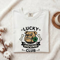 St. Patrick's Day Bulldog Shirt for Women – Line Art Classic Irish Clover Graphic Tee