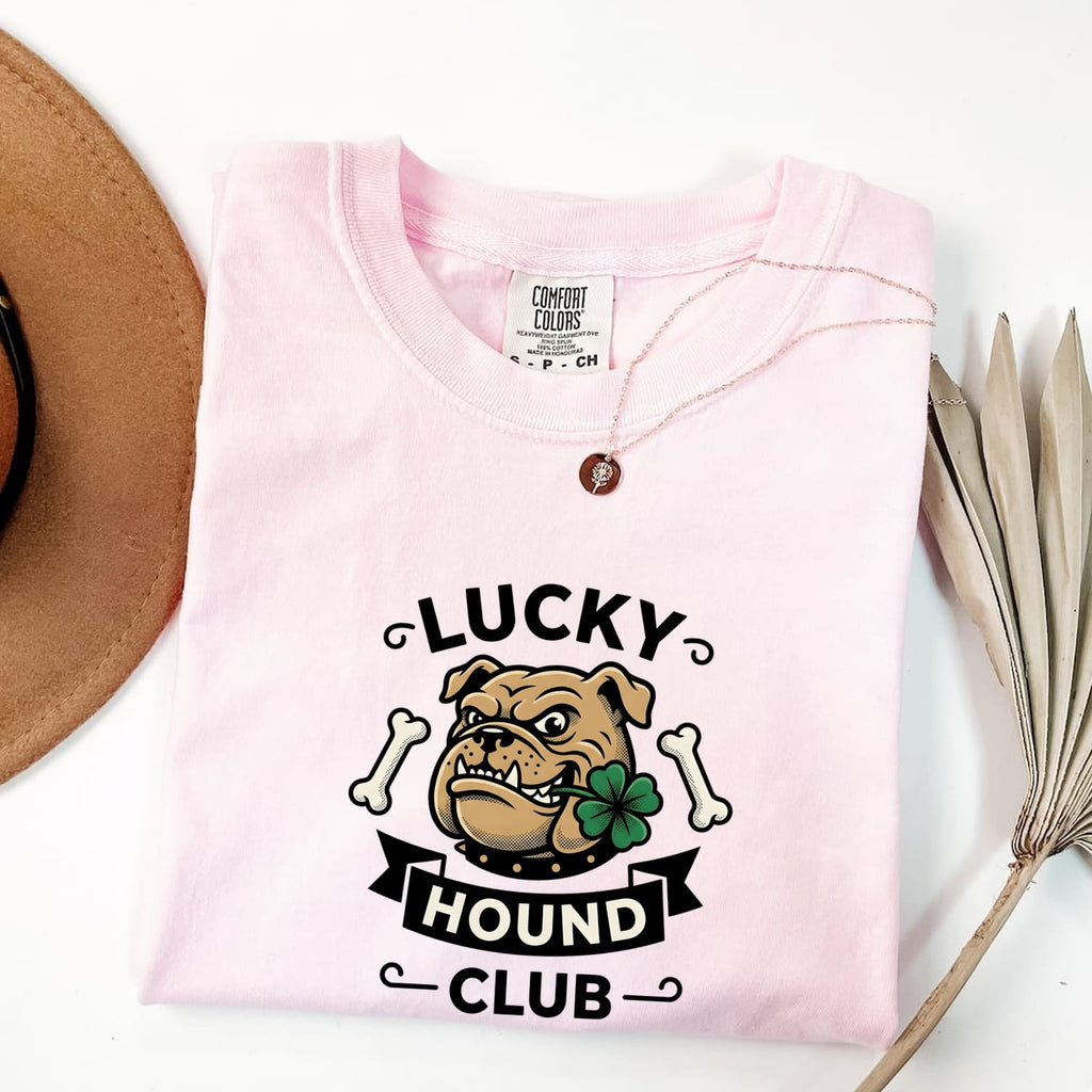 St. Patrick's Day Bulldog Shirt for Women – Line Art Classic Irish Clover Graphic Tee