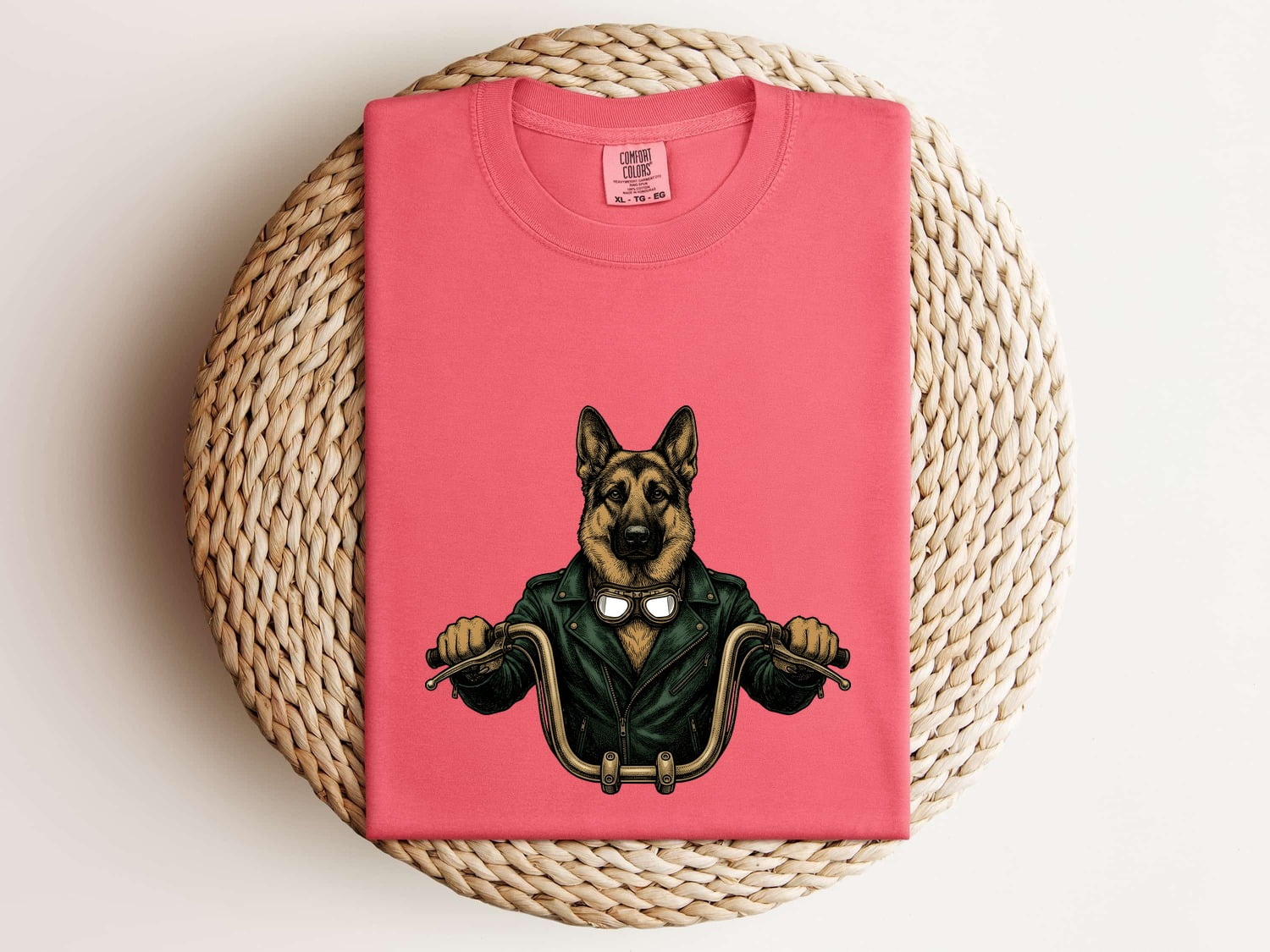 German Shepherd Shirt for Women – Old School Biker Motorcycle Line Art Dog Graphic Tee